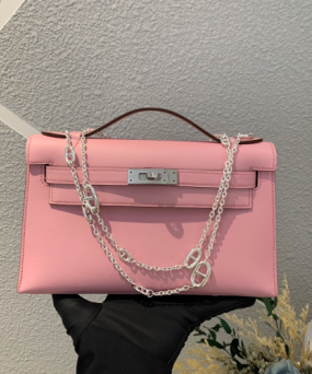 에르메스 미니 켈리백22 핑크 은장 스위프트